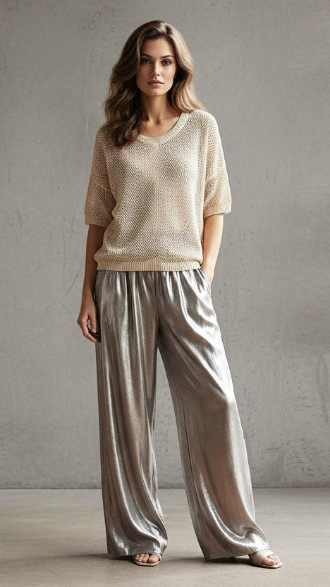 CONJUNTO FLUIDO DE PUNTO CON PANTALÓN AMPLIO