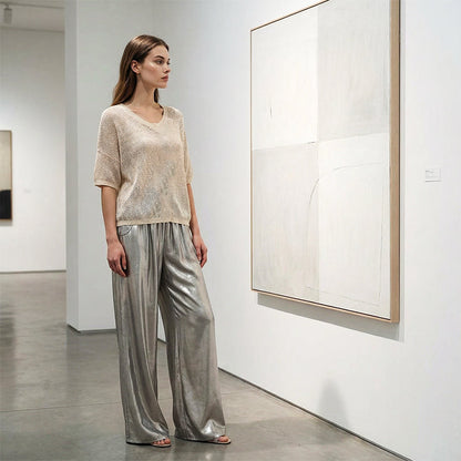 CONJUNTO FLUIDO DE PUNTO CON PANTALÓN AMPLIO