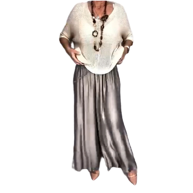 CONJUNTO FLUIDO DE PUNTO CON PANTALÓN AMPLIO