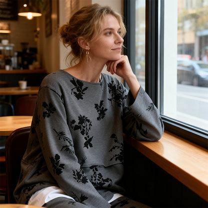 CONJUNTO FLORAL VINTAGE DE DOS PIEZAS CON TOP FLUIDO Y PANTALÓN AMPLIO