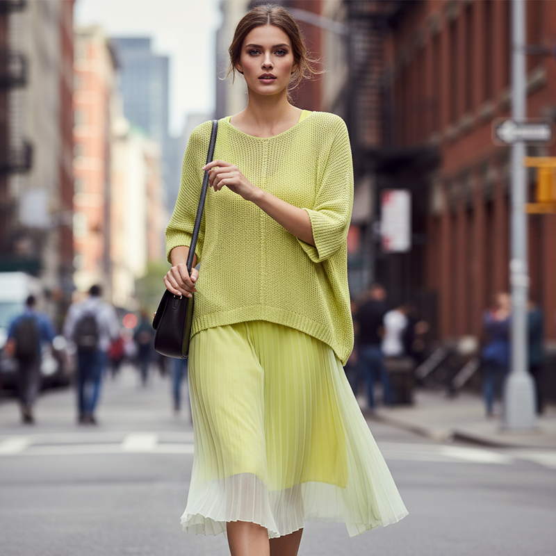 CONJUNTO FLUIDO DE DOS PIEZAS CON VESTIDO LISADO Y CÁRDIGAN LIGERO